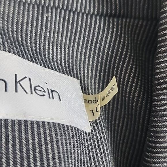 Chic Calvin Klein Pinstriped Gray Blazer - Picture 9 of 13